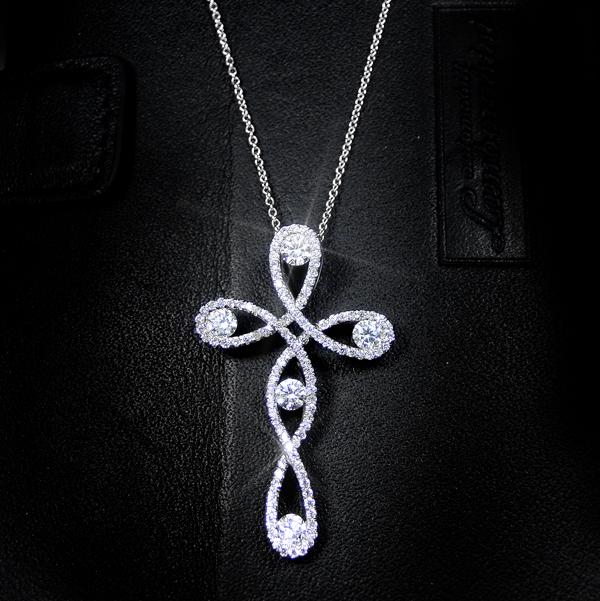 烏金十字架天然鑽石鍊墬