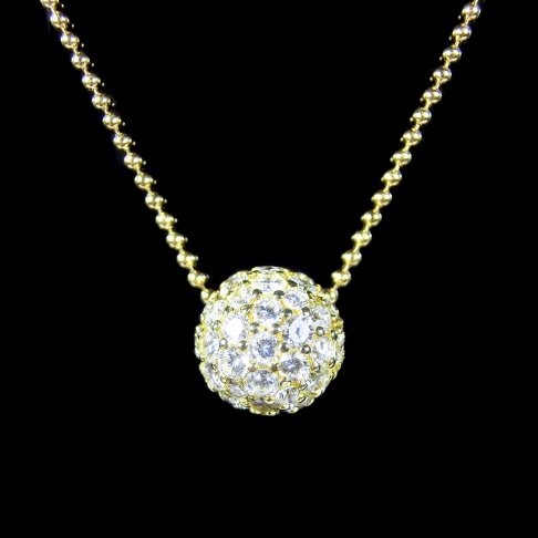 緣-特殊顯微鑲球面鑽石項鍊