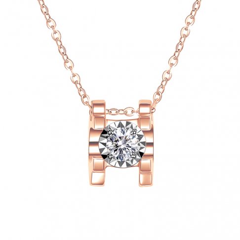 輕珠寶系列-C形鑲鑽石項鍊